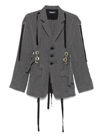 Undercover Seersucker Blazer In Black Stripe