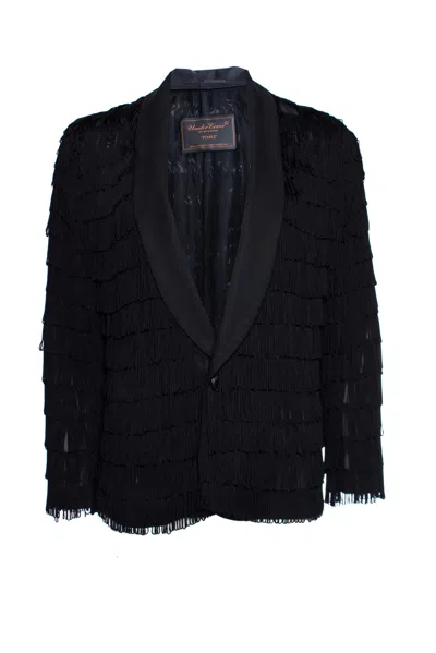 Undercover , Semi-transparent Jacket With Fringes. In Blue