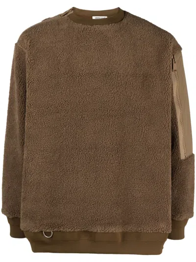 Undercover Sherpa-fleece Panelled Jumper In Brown