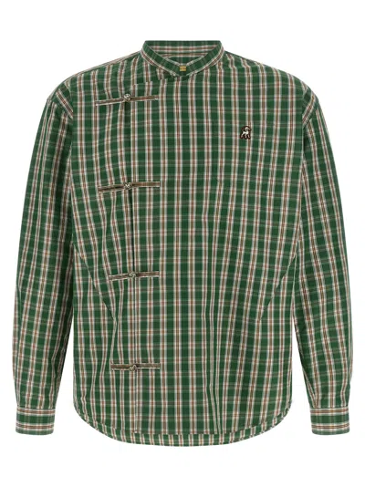 Undercover Shepherd Check Shirt Long Sleeves Mandarin Collar In Green