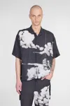 Undercover Oversize Short Sleeve Linen Button-up Shirt In Black