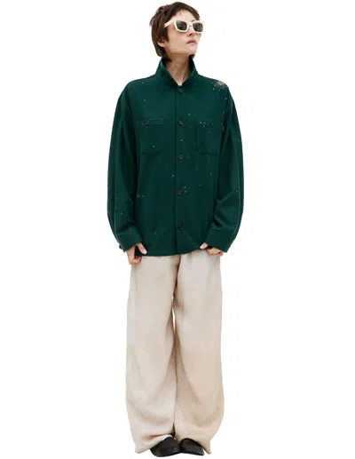 Undercover Shirt With Embroidered Crosses In Green