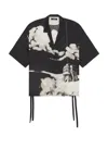 Undercover Oversize Short Sleeve Linen Button-up Shirt In Black Base