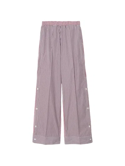 Undercover Side-buttons Striped Trousers In Pink