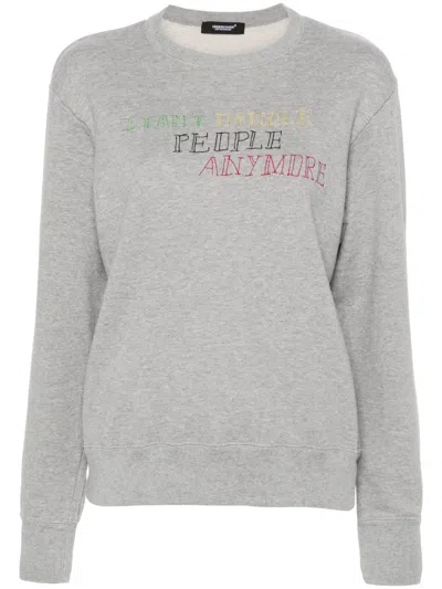 Undercover Slogan-embroidered Cotton Sweatshirt In Grey