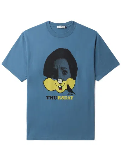 Undercover Slogan-print Cotton-jersey T-shirt In Blue