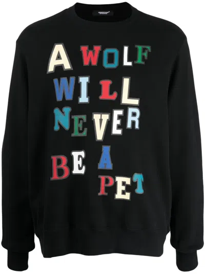 Undercover Slogan-print Crew-neck Cotton T-shirt In Black  