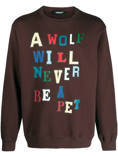 Undercover Slogan-print Cotton Sweatshirt In Brown