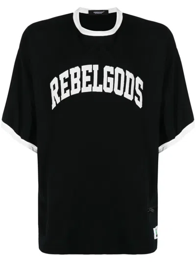 Undercover Appliquéd Cotton-jersey T-shirt In Black