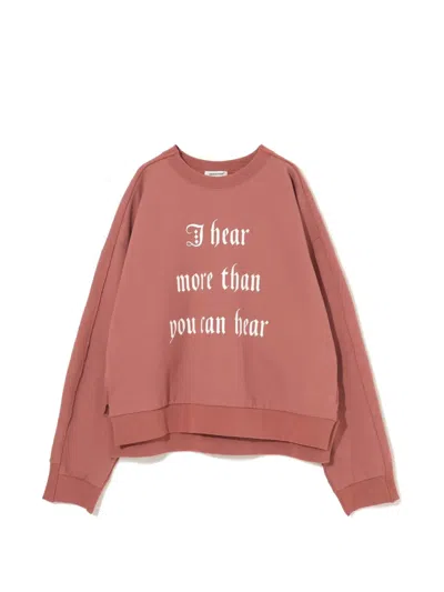 Undercover Slogan-print Raw-edge Sweatshirt In Pink