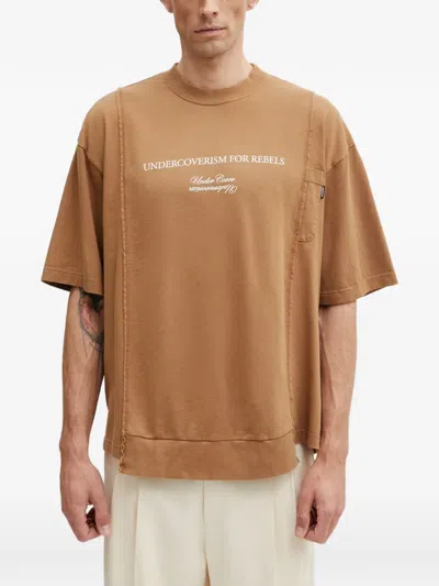 Undercover Slogan-print Raw-edge T-shirt In Brown