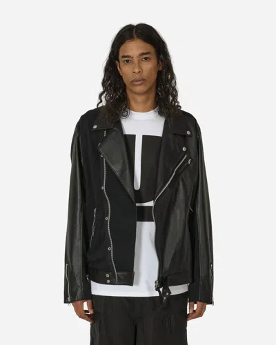 Undercover Slubs Plainstitch Mixed Leather Riders Jacket In Black