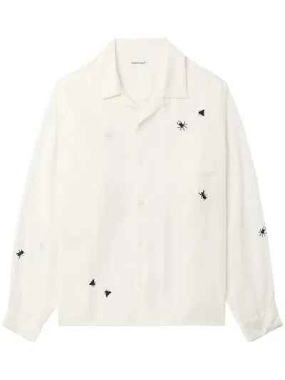 Undercover Spider-embroidery Semi-sheer Shirt In 白色