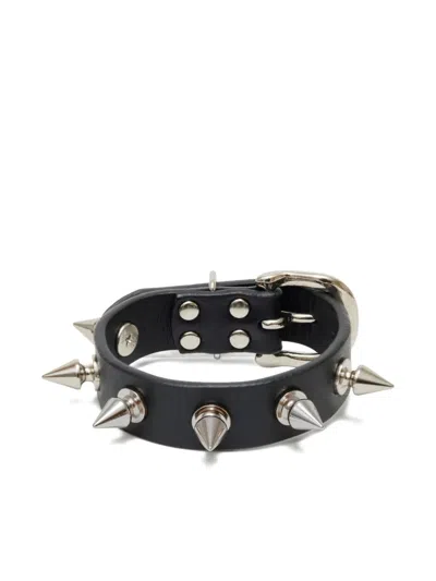 Undercover Spike-embellished Leather Bracelet In Black