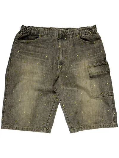 Pre-owned Undercover Ss02  Illusion Of Haze Embroidered Denim Shorts In Grey