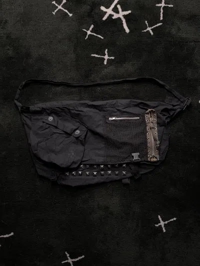 Pre-owned Undercover Ss06 - “t” Studded Mesh Shoulder Messenger Bag In Black