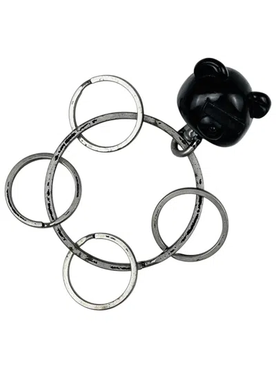 Pre-owned Undercover Ss07  Bear Key Ring Painted Black Silver