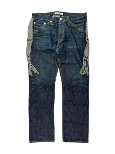 Pre-owned Undercover Ss08  Lightning Bolt Tassel Fringe Denim Jeans In Blue