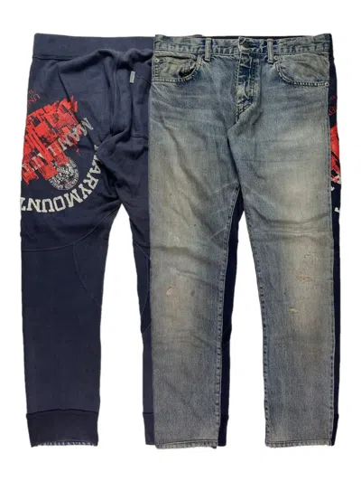 Pre-owned Undercover Ss11  Underman Hybrid Sweatpant Denim Jeans In Blue