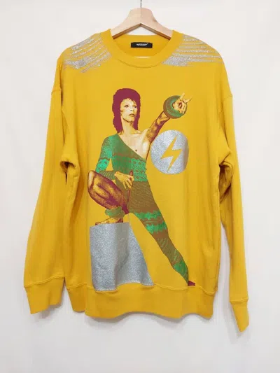 Pre-owned Undercover Ss19 David Bowie Ziggy Stardust Sweatshirt In Mustard Yellow