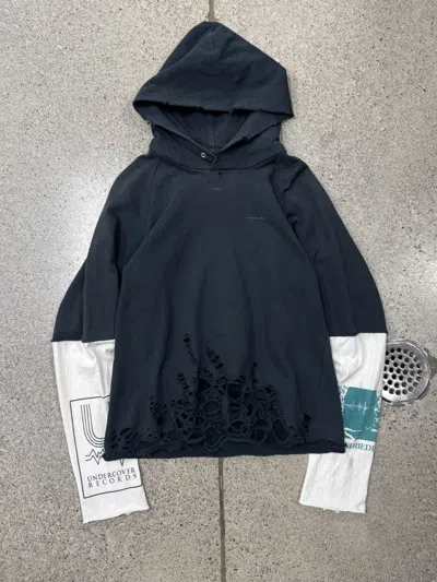 Pre-owned Undercover Ss2006  ‘klaus' Thrash Distressed Hybrid Hoodie In Black