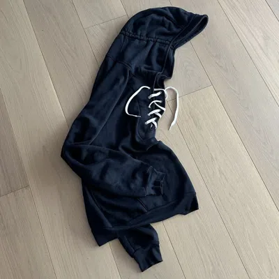 Pre-owned Undercover Ss2008 Brimmed Lace Up Hoodie In Blue