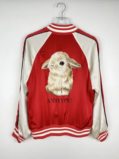 Pre-owned Undercover S/s2023 Anti-you Rabbit Bomber Jacket In Red White