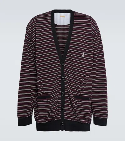 Undercover Striped Cotton Cardigan In Purple