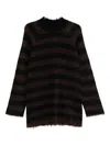 Undercover Striped Crew-neck Sweater In Brown