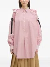 Undercover Detachable Sleeve Stripe Oversize Cotton Shirt In Pink