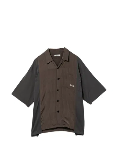 Undercover Striped Panel Shirt In Brown