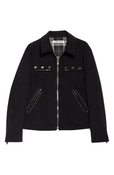Undercover Stud Detail Faux Suede Jacket In Black