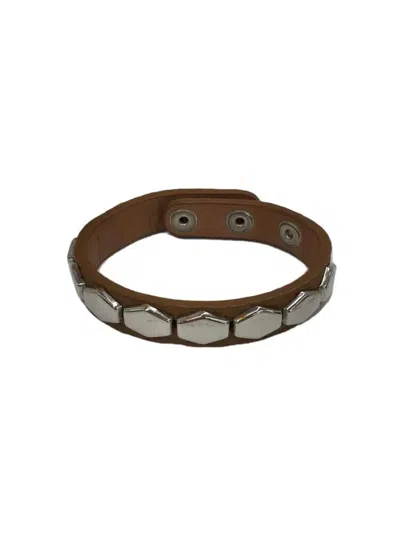 Pre-owned Undercover Studded Leather Bracelet In Brown