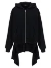 Undercover Two-material Hoodie With Asymmetrical Wool Inserts In Black