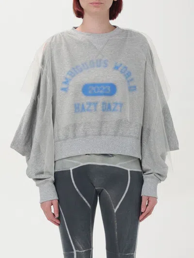 Undercover Graphic-print Tulle-layered Sweatshirt In Grau