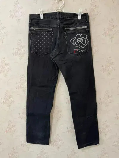Pre-owned Undercover Sz 2  07ss Back Pocket Rose Stitches Denim In Black