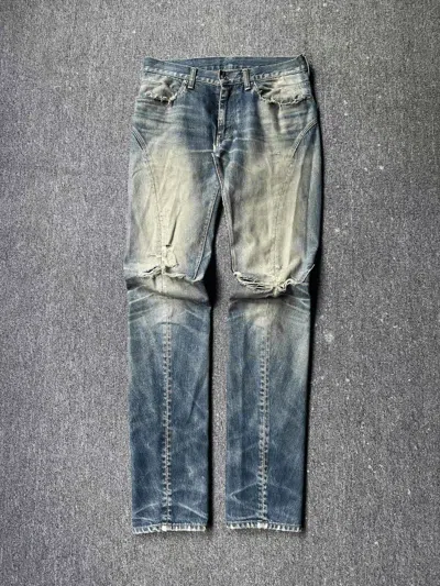 Pre-owned Undercover Sz 2  10aw Distressed Structure Denim In Blue