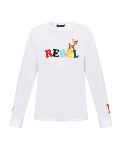 Undercover T-shirt With Round Neck And Long Sleeves In White
