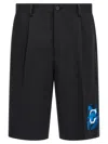 Undercover Bermuda Shorts With Back Pockets And Graphic Print In Black