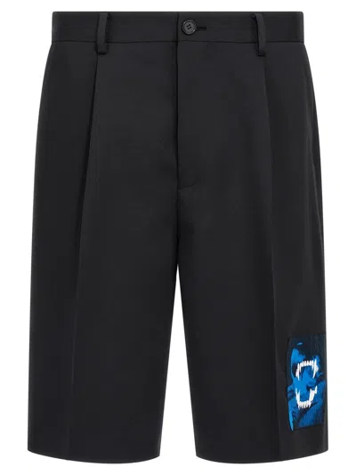 UNDERCOVER TAILORED BLACK WOOL BERMUDA SHORTS