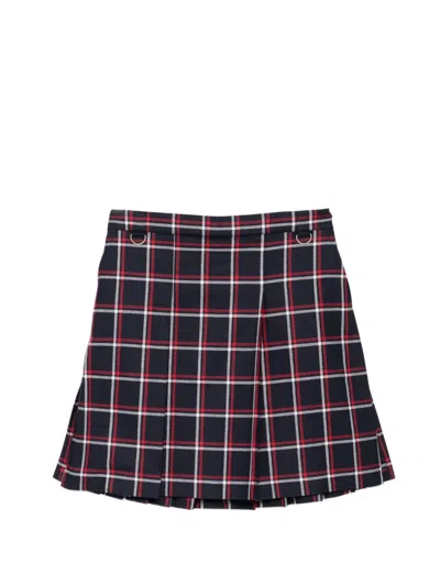Undercover Tartan Pleated Skirt In Brown