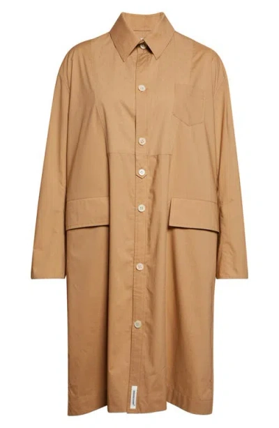 Undercover Textured Bib Cotton Coat In Brown