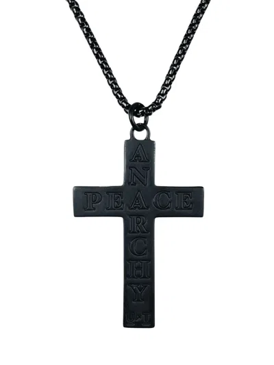 Pre-owned Undercover Trash Anarchy Peace Cross Chain Necklace Pendant In Black
