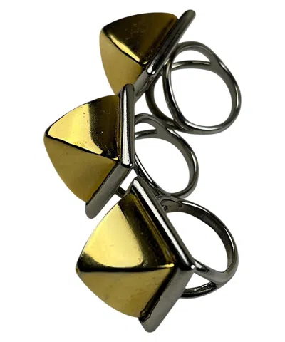 Pre-owned Undercover Triple Set Pyramid Stud Gold Rings