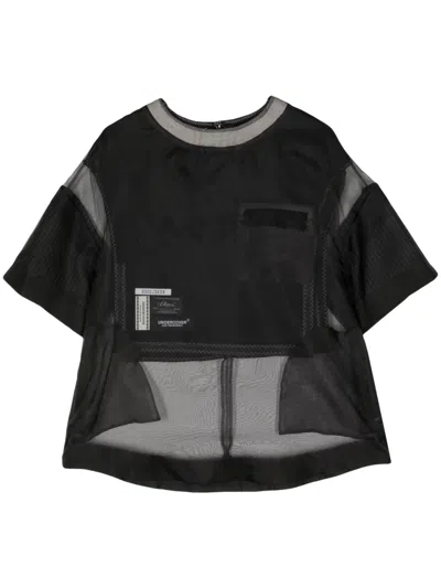 Undercover Tulle-panelled T-shirt In Black