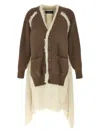 Undercover Asymmetrical Faux Fur And Braided Wool Cardigan In Brown