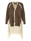 Undercover Asymmetrical Faux Fur And Braided Wool Cardigan In Brown