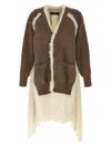 Undercover Asymmetrical Faux Fur And Braided Wool Cardigan In Brown