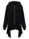 Undercover Two-material Hoodie With Asymmetrical Wool Inserts In Black