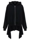 Undercover Two-material Hoodie With Asymmetrical Wool Inserts In Black
